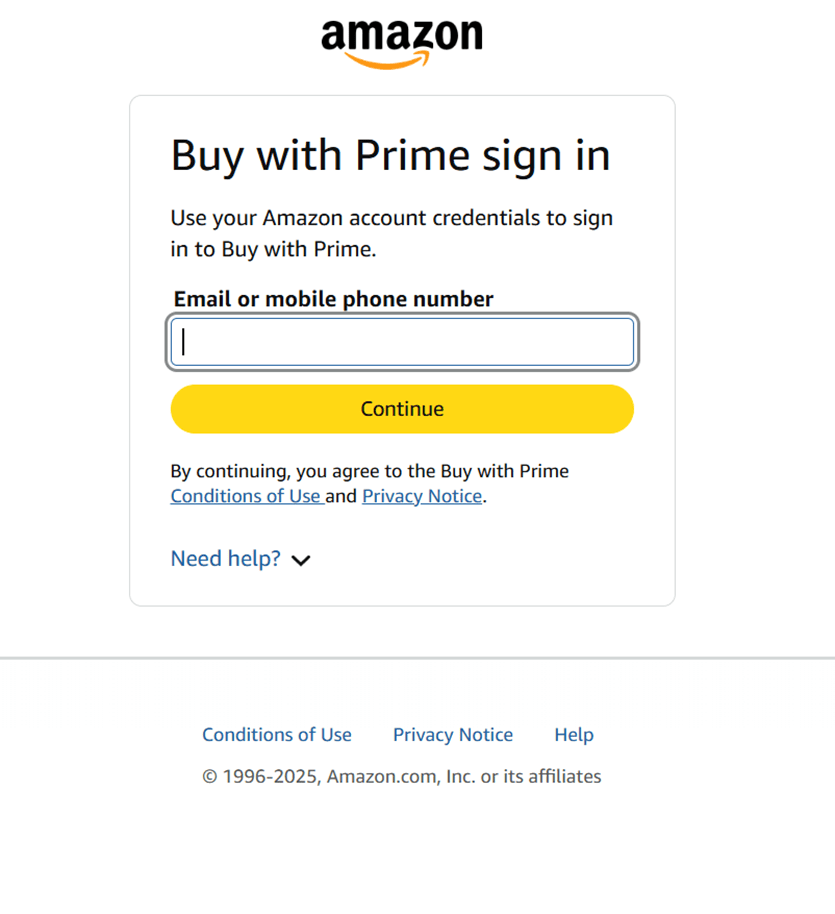 amazon buy with prime login
