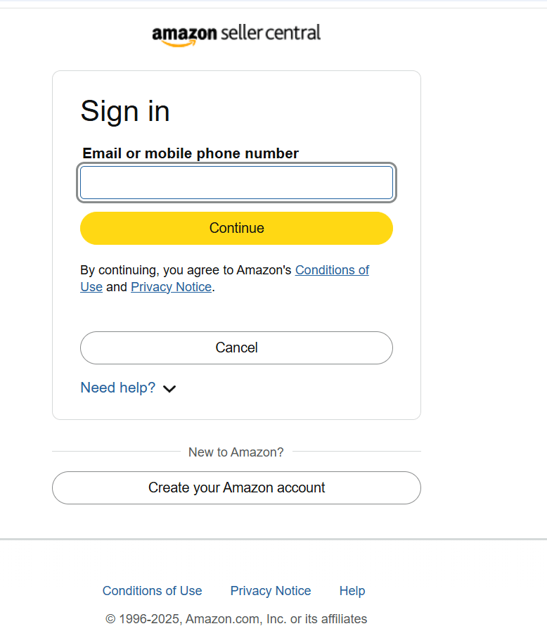 amazon seller center sign in