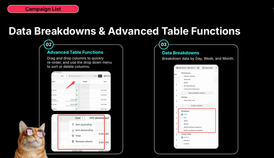campaign list data breakdown